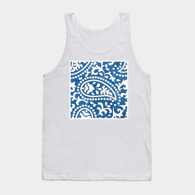 Blue Paisley Print Tank Top by PSCSCo